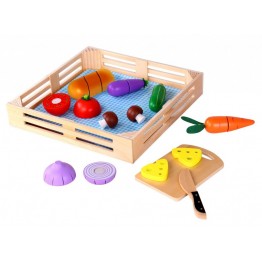 Ξύλινα Λαχανικά με ξύλο Κοπής και Δίσκο